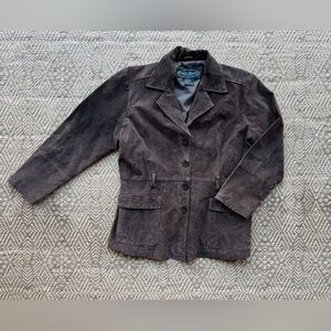 Paris Blues Vintage Brown Suede Leather Jacket Womens‎ Indie Sleaze 90s